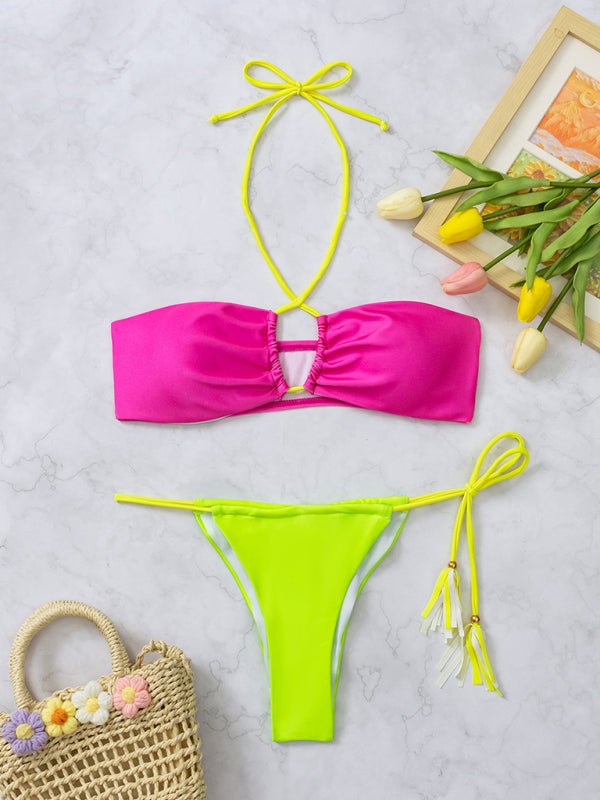 Women’s new patchwork bikini sexy split swimsuit