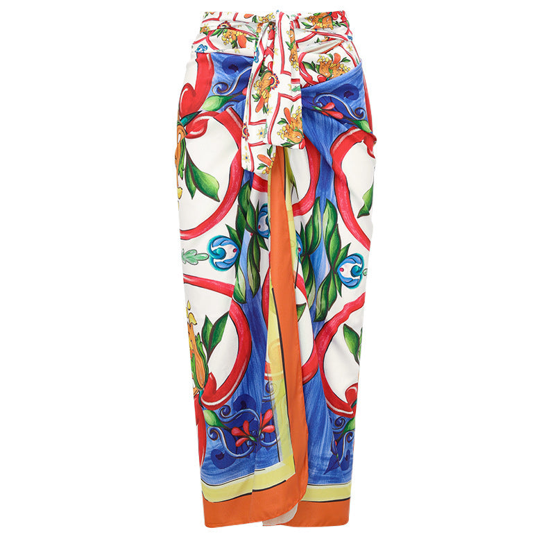 Women’s New Ruffled Enamel Print Beach Resort Swimsuit Suit - Pattern6 / FREESIZE