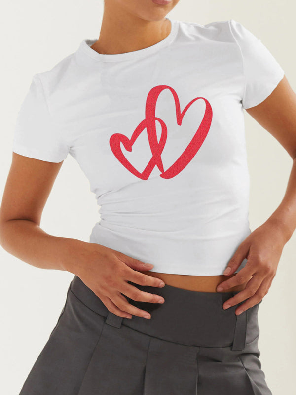 Women’s new slim fit short sexy hottie Valentine’s Day T-shirt - Pink / S