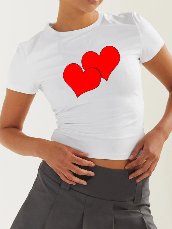 Women’s new slim fit short sexy hottie Valentine’s Day T-shirt - Red / S