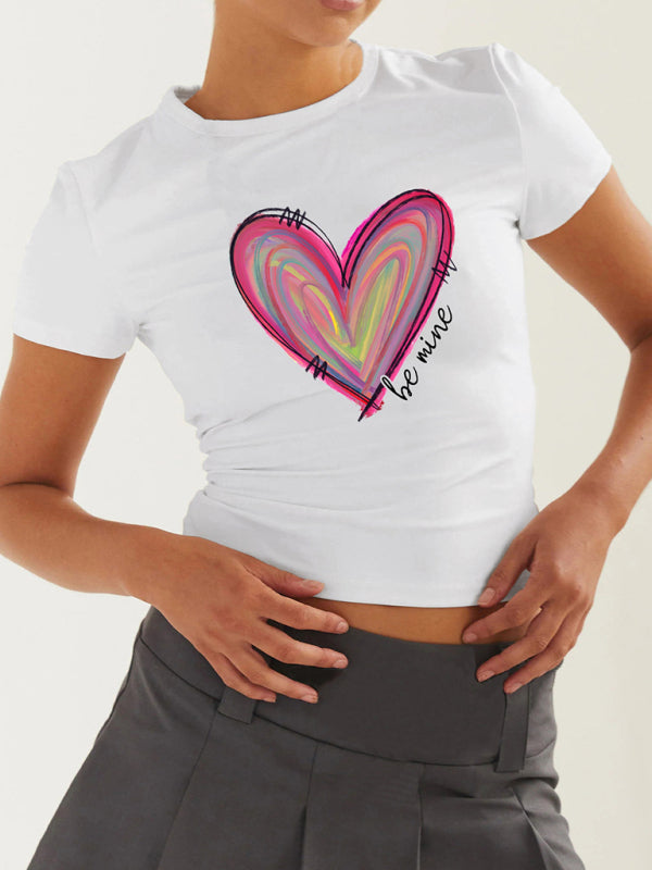 Women’s new slim fit short sexy hottie Valentine’s Day T-shirt - White / S