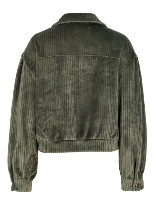 Women's New Solid Color Plush Casual Short Jacket - Closther