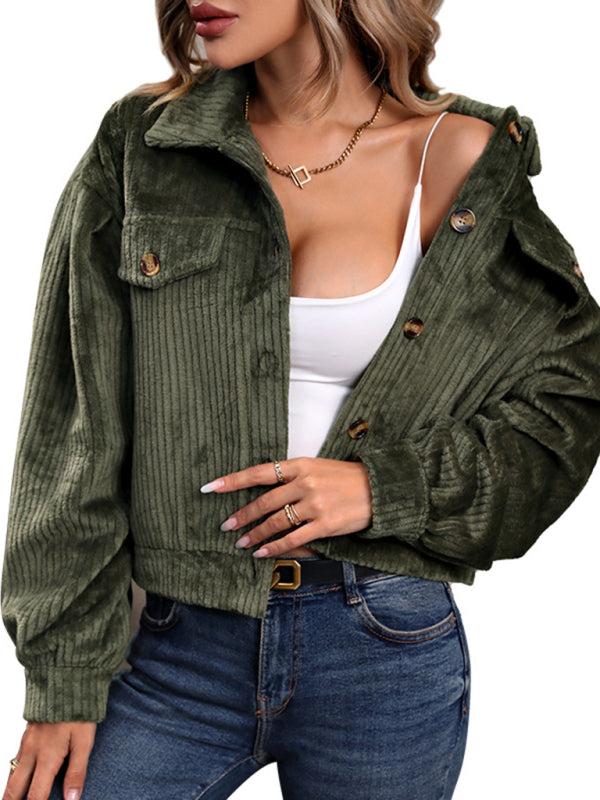Women's New Solid Color Plush Casual Short Jacket - Closther