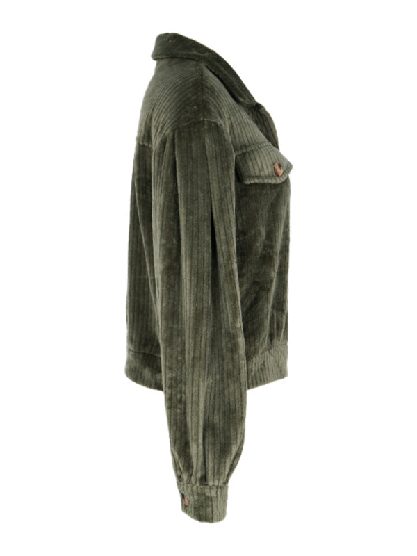Women's New Solid Color Plush Casual Short Jacket - Closther