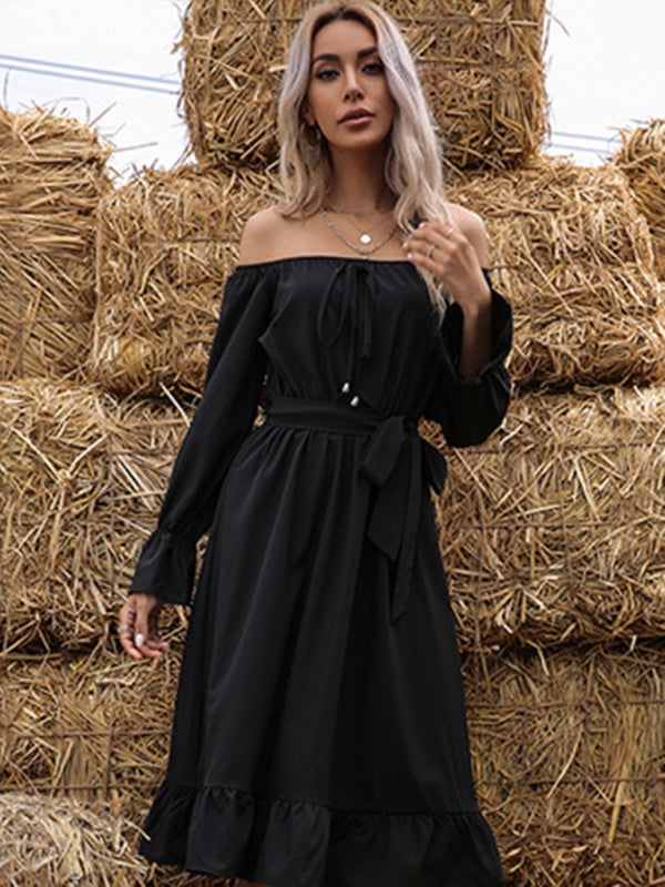 Women’s Off-Shoulder Ruffle Midi Dress