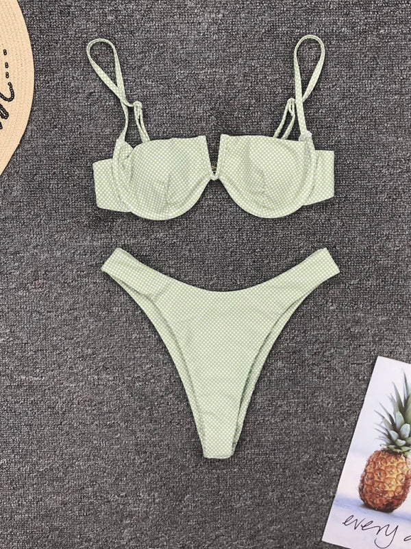 Women’s one-piece swimsuit retro polka dot underwire push-up sexy bikini
