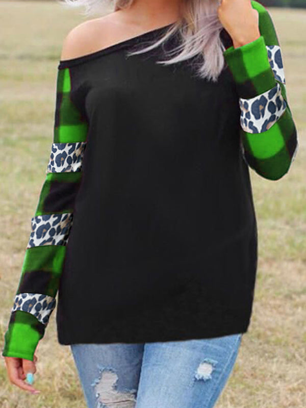 Women’s Patchwork Animal Print Knit Top
