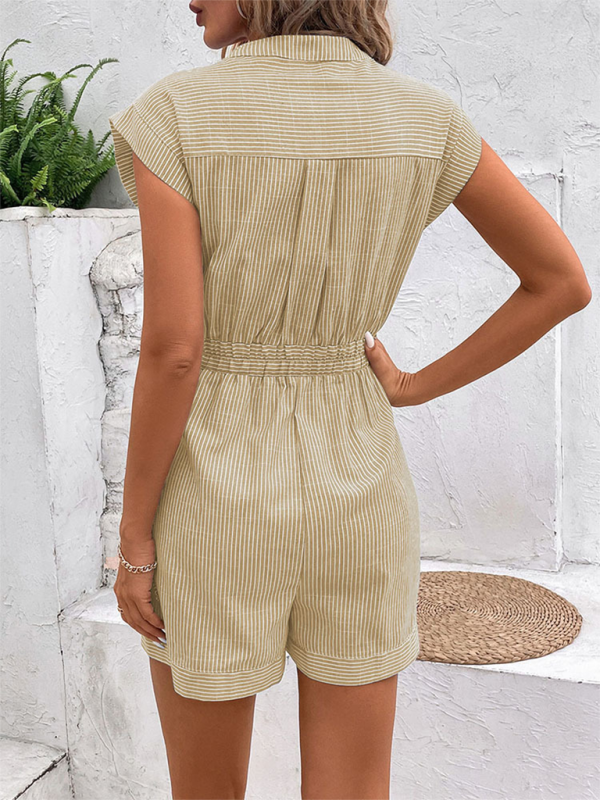 Women’s Pinstripe Short Sleeve Jumpsuit