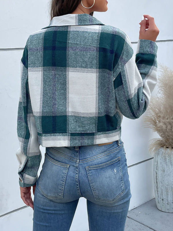 Women’s Plaid Pattern Woven Jacket