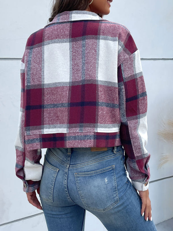 Women’s Plaid Pattern Woven Jacket