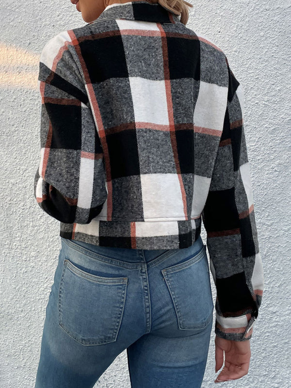 Women’s Plaid Pattern Woven Jacket