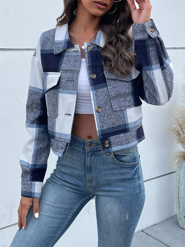 Women’s Plaid Pattern Woven Jacket - Champlain color / S