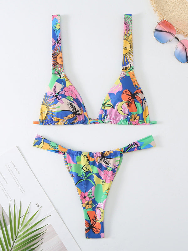 Women’s printed sexy backless bikini
