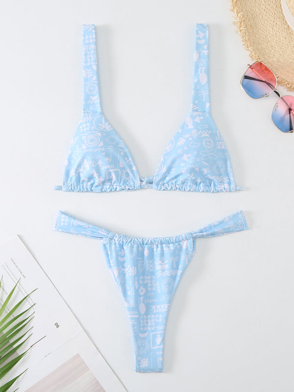 Women’s printed sexy backless bikini