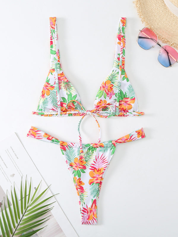 Women’s printed sexy backless bikini