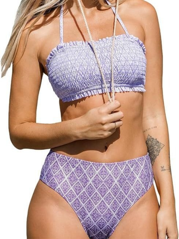 Women’s resort beach suspender floral bikini
