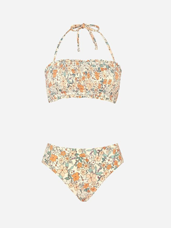 Women’s resort beach suspender floral bikini