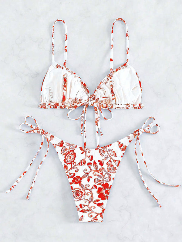 Women’s resort vintage print split swimsuit