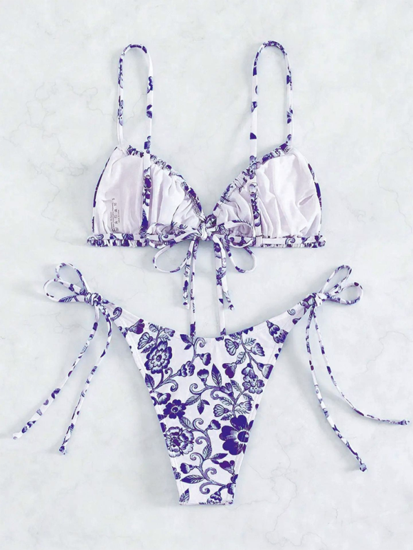 Women’s resort vintage print split swimsuit