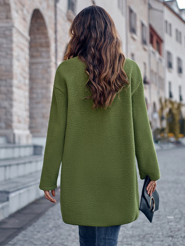 Women’s round neck single breasted long sleeve coat