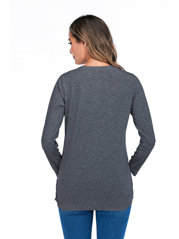 Women’s Round Neck Small Feet Print Maternity Top