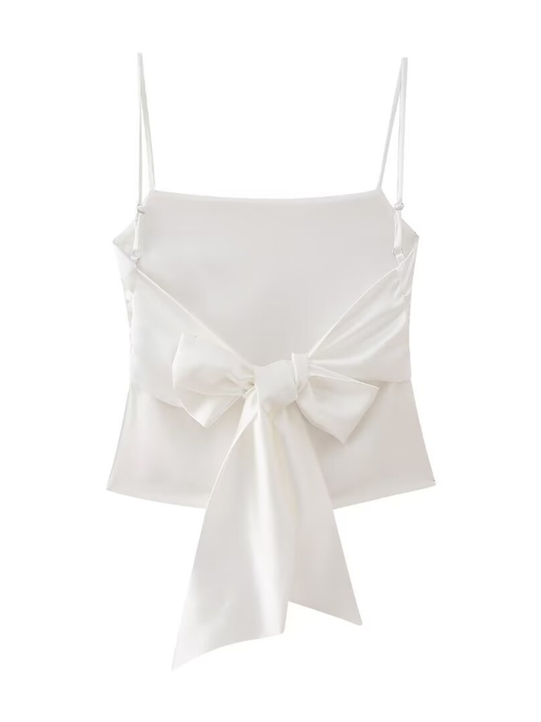Women’s satin camisole top with bow on the back