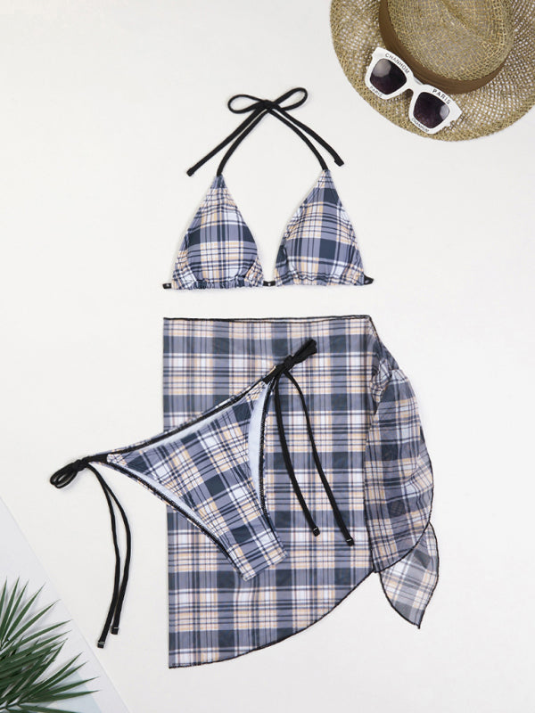 Women’s sexy bikini lace-up skirt three-piece swimsuit