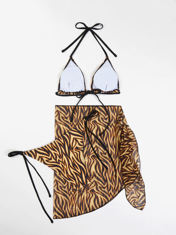 Women’s sexy bikini lace-up skirt three-piece swimsuit