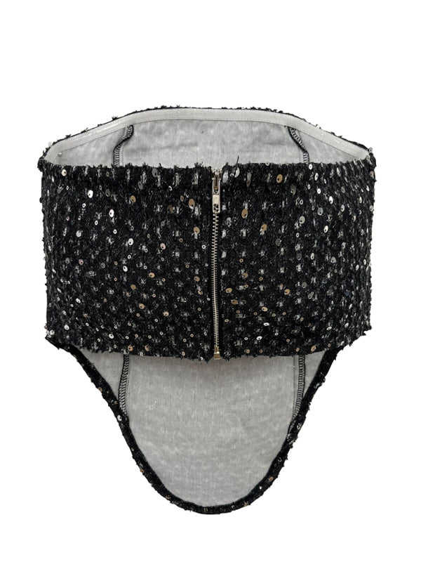 Women’s Sexy Denim Sequined Slim Fit Tube Top