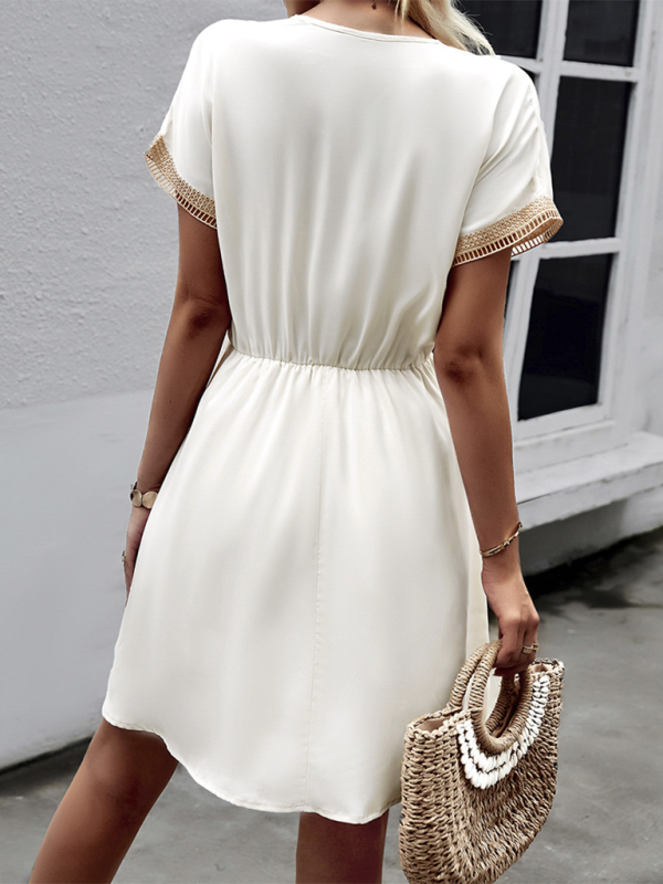 Women’s Short Sleeve Lace Panel Casual Dress