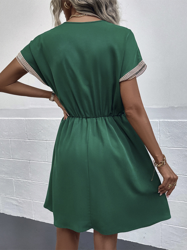 Women’s Short Sleeve Lace Panel Casual Dress