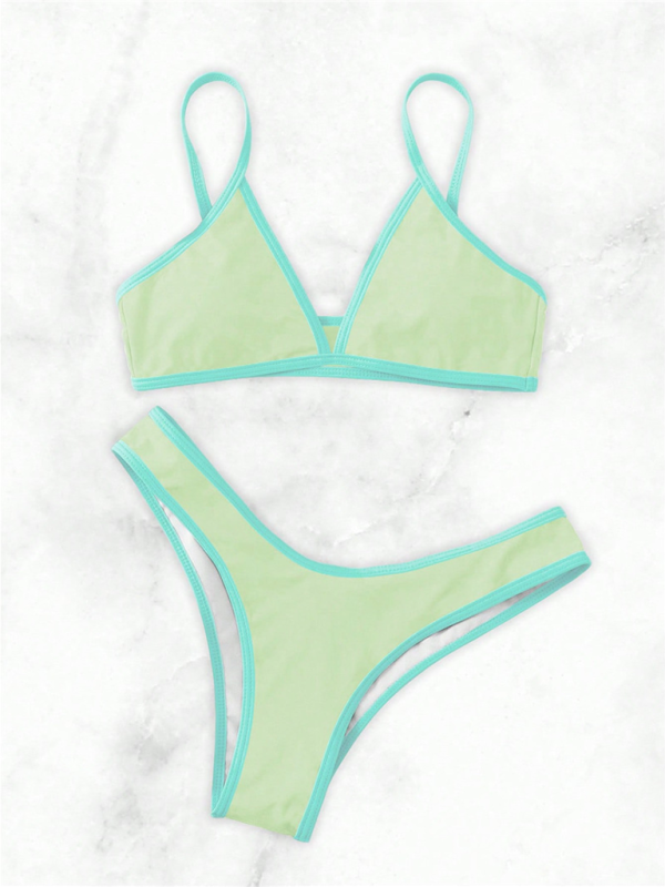 Women’s Solid Color Bikini Sexy Sports Contrast Color Bikini