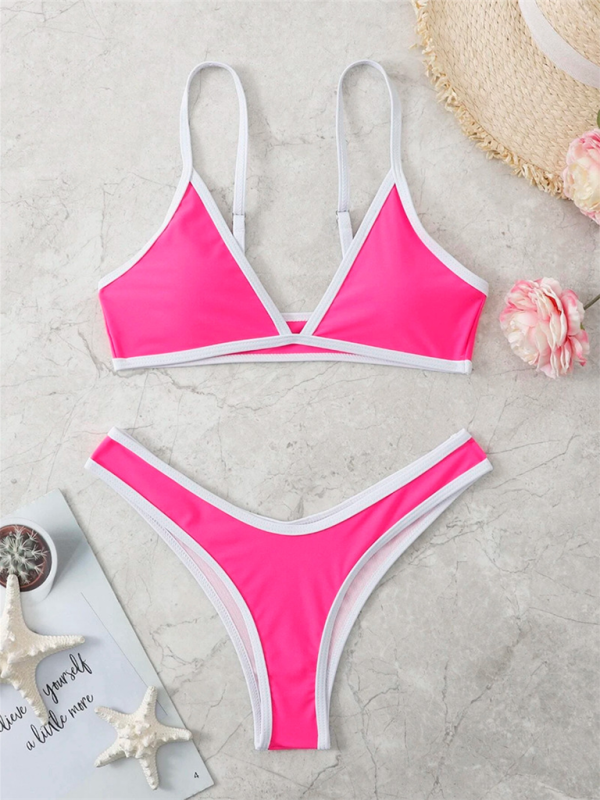 Women’s Solid Color Bikini Sexy Sports Contrast Color Bikini