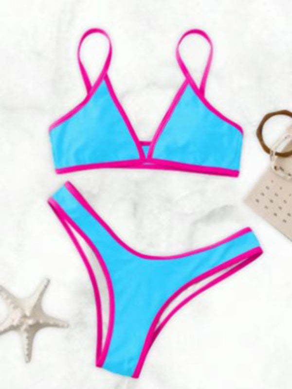 Women’s Solid Color Bikini Sexy Sports Contrast Color Bikini - Pattern10 / S