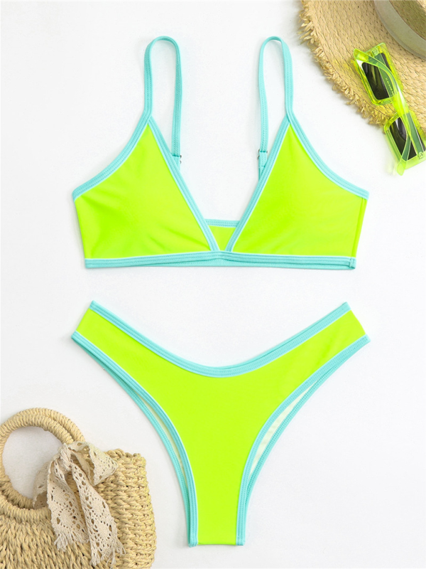 Women’s Solid Color Bikini Sexy Sports Contrast Color Bikini - Pattern3 / S