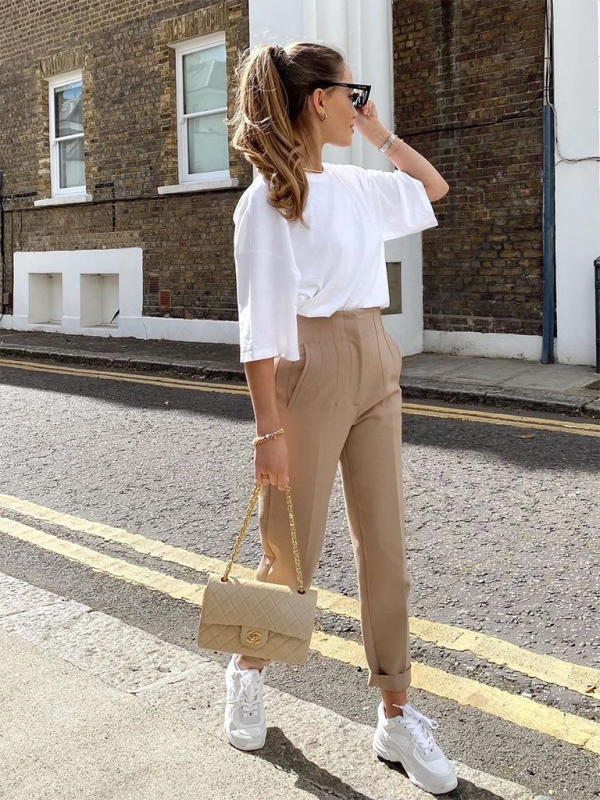Women’s Solid Color High Waist Trousers Slim Casual Pants
