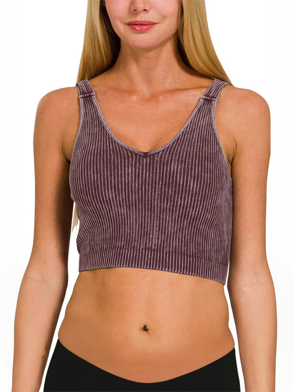 Women’s solid color sports casual camisole - Brown / S