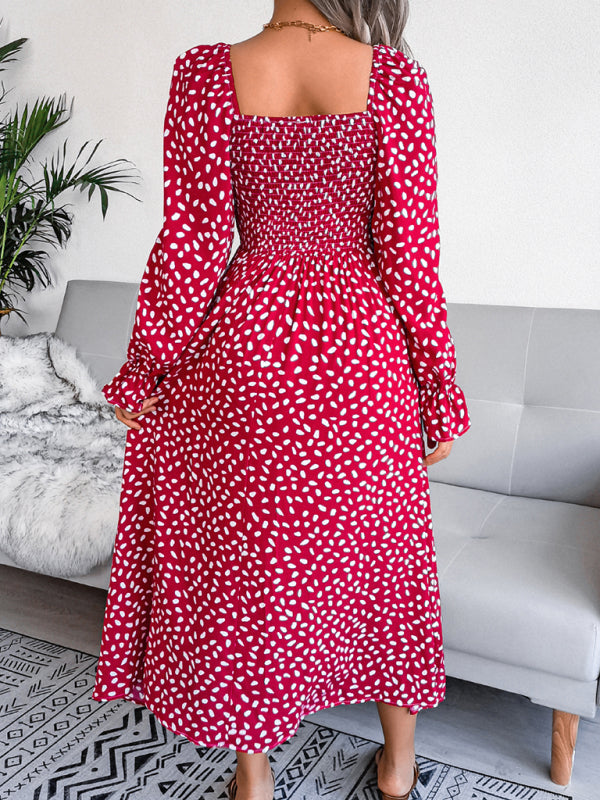 Women’s Square Neck Long Sleeve holiday rayon dress
