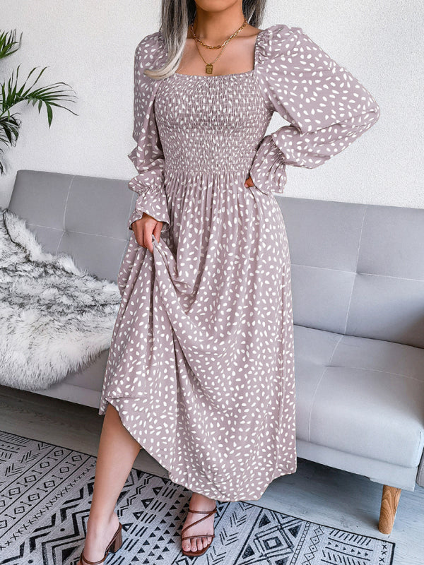 Women’s Square Neck Long Sleeve holiday rayon dress