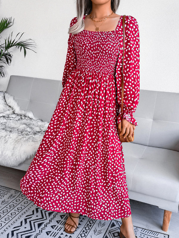 Women’s Square Neck Long Sleeve holiday rayon dress