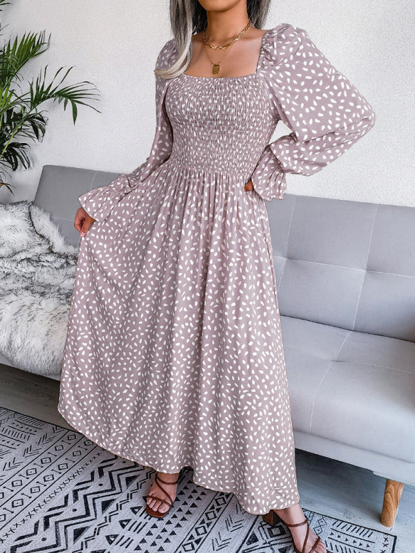 Women’s Square Neck Long Sleeve holiday rayon dress