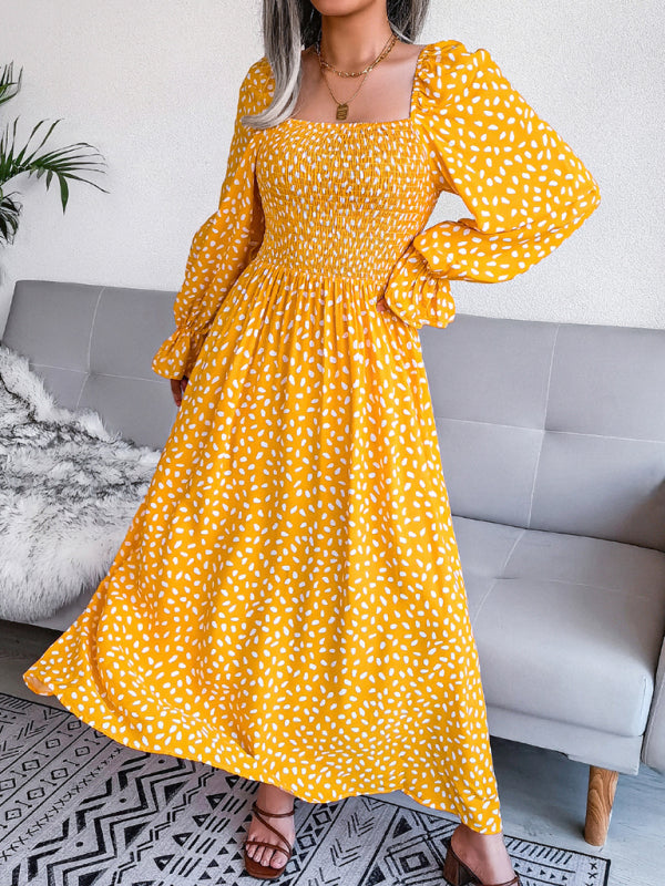 Women’s Square Neck Long Sleeve holiday rayon dress