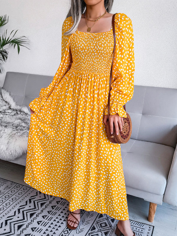 Women’s Square Neck Long Sleeve holiday rayon dress
