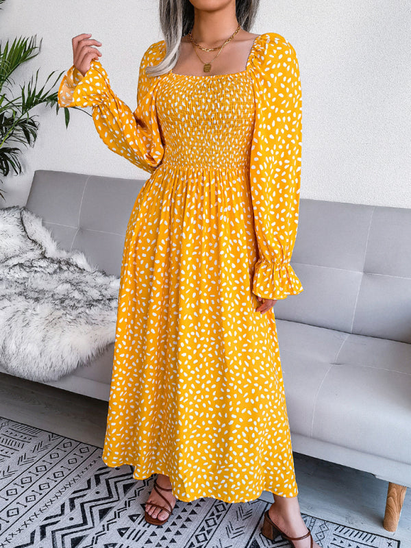 Women’s Square Neck Long Sleeve holiday rayon dress