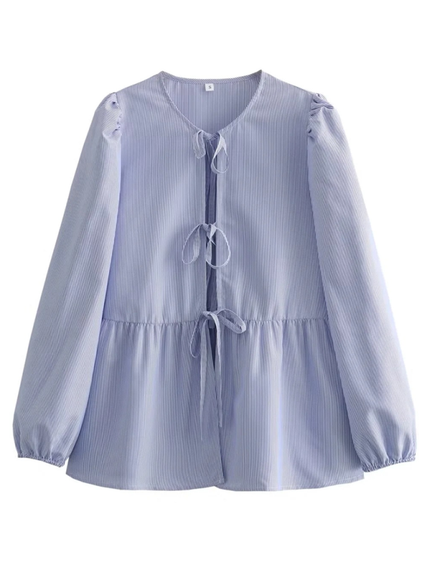 Women’s Street Fashion Bow Long Sleeve Shirt