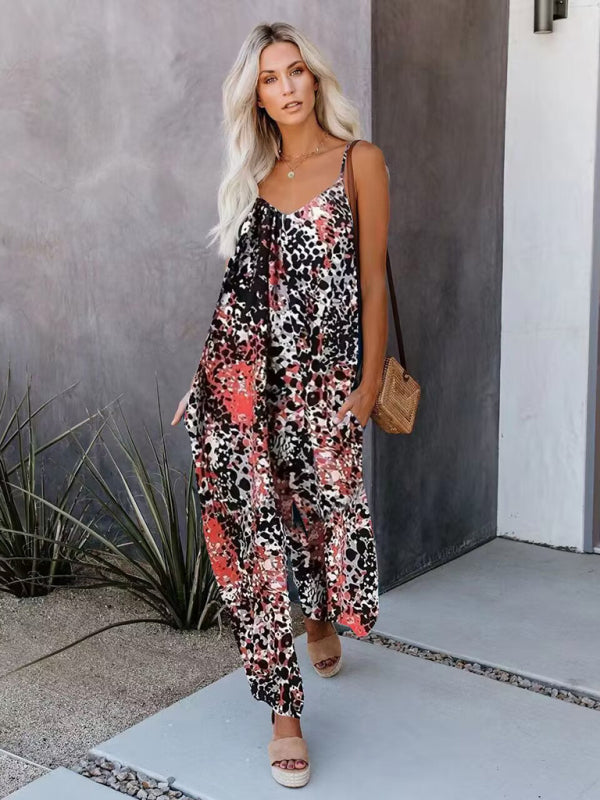 Women’s suspenders sexy wide-leg jumpsuit - Black / S