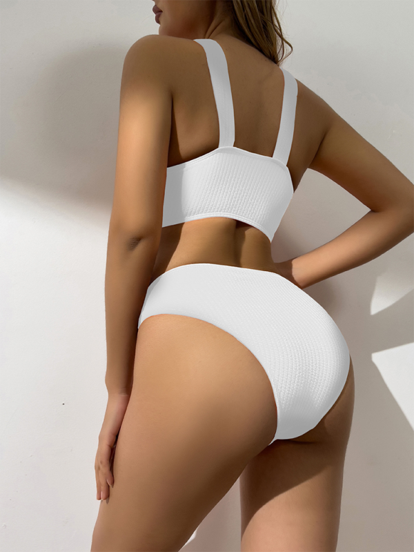 Women’s Swimwear Pierced Solid Color Hollow Bikinis