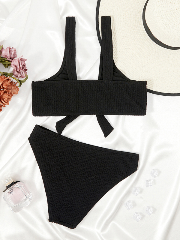 Women’s Swimwear Pierced Solid Color Hollow Bikinis