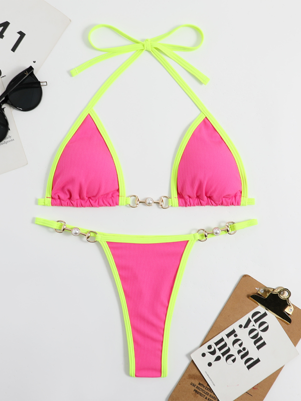 Women’s swimwear sexy solid color bikini suit