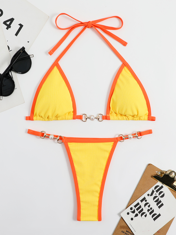 Women’s swimwear sexy solid color bikini suit